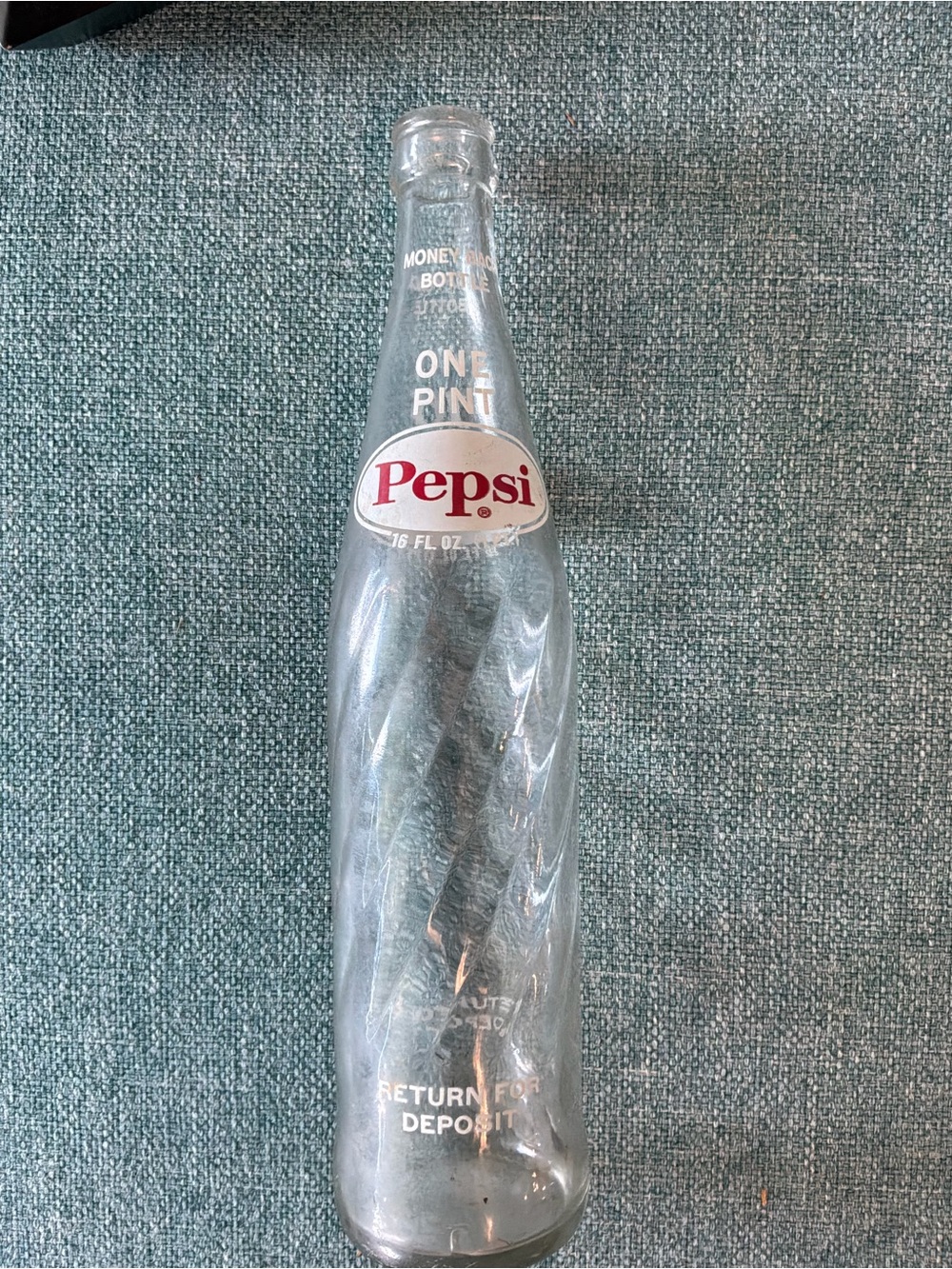 Pepsi cola Clear Glass Bottle with Red Logo 16oz